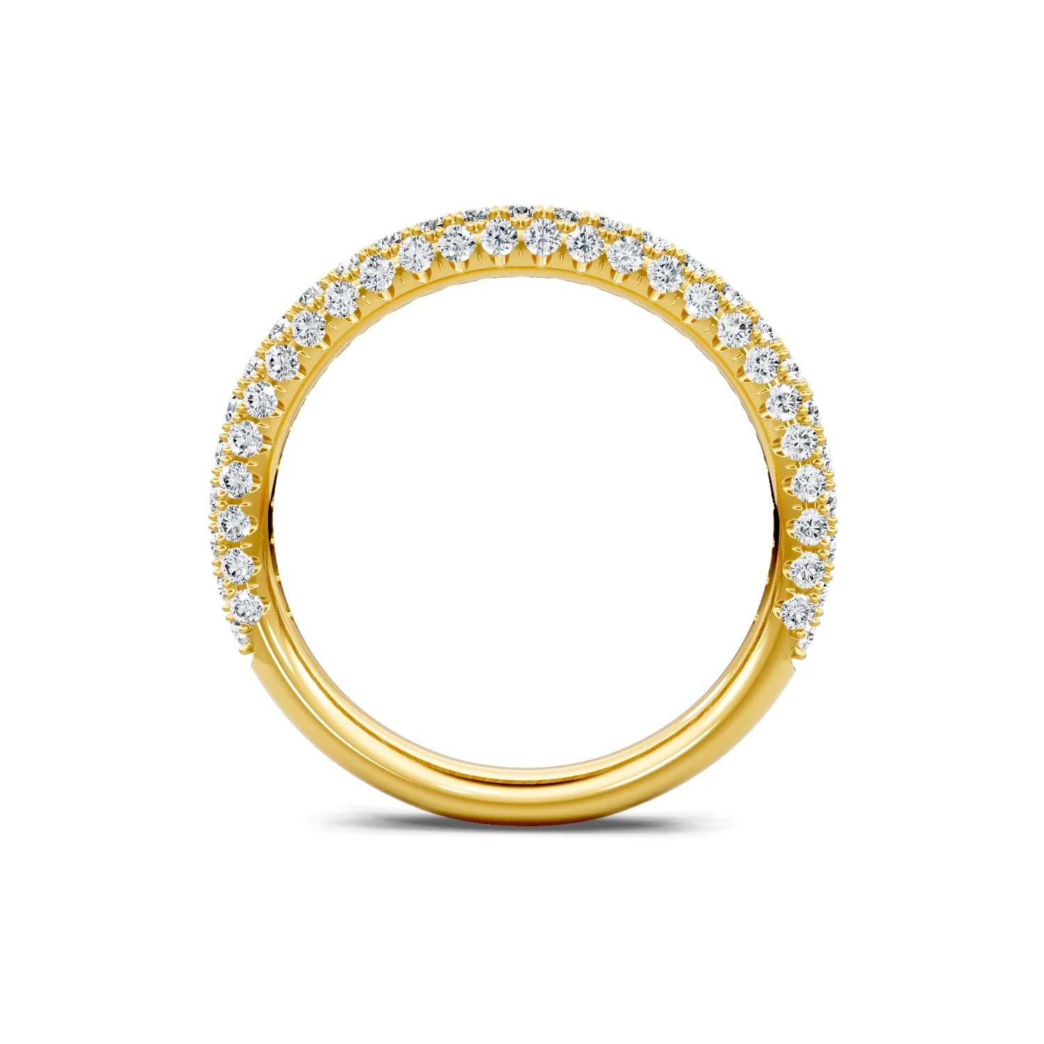 KJ5 Round 3 Sided Pave Diamond Wedding Band 14K Yellow Gold - Image 2