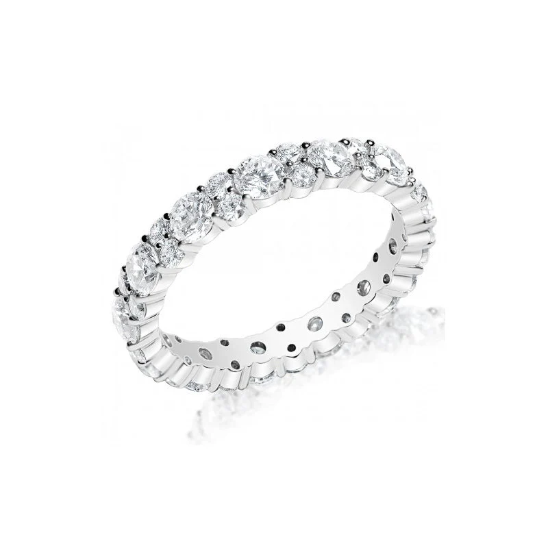 KJ5 Round and Oval Diamond Eternity Band 18K White Gold