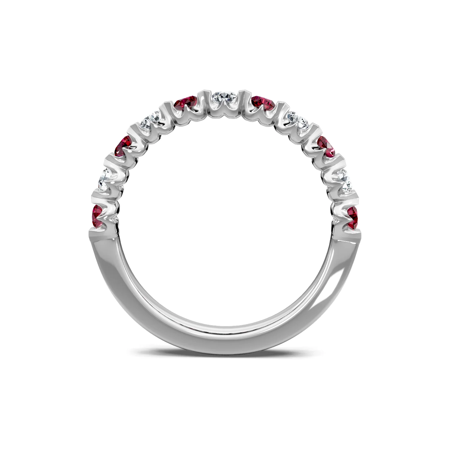 KJ5 Ruby and Diamond Wedding Band 14K White Gold - Image 2