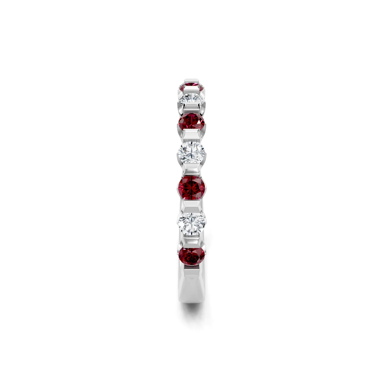 KJ5 Ruby and Diamond Wedding Band 14K White Gold - Image 3