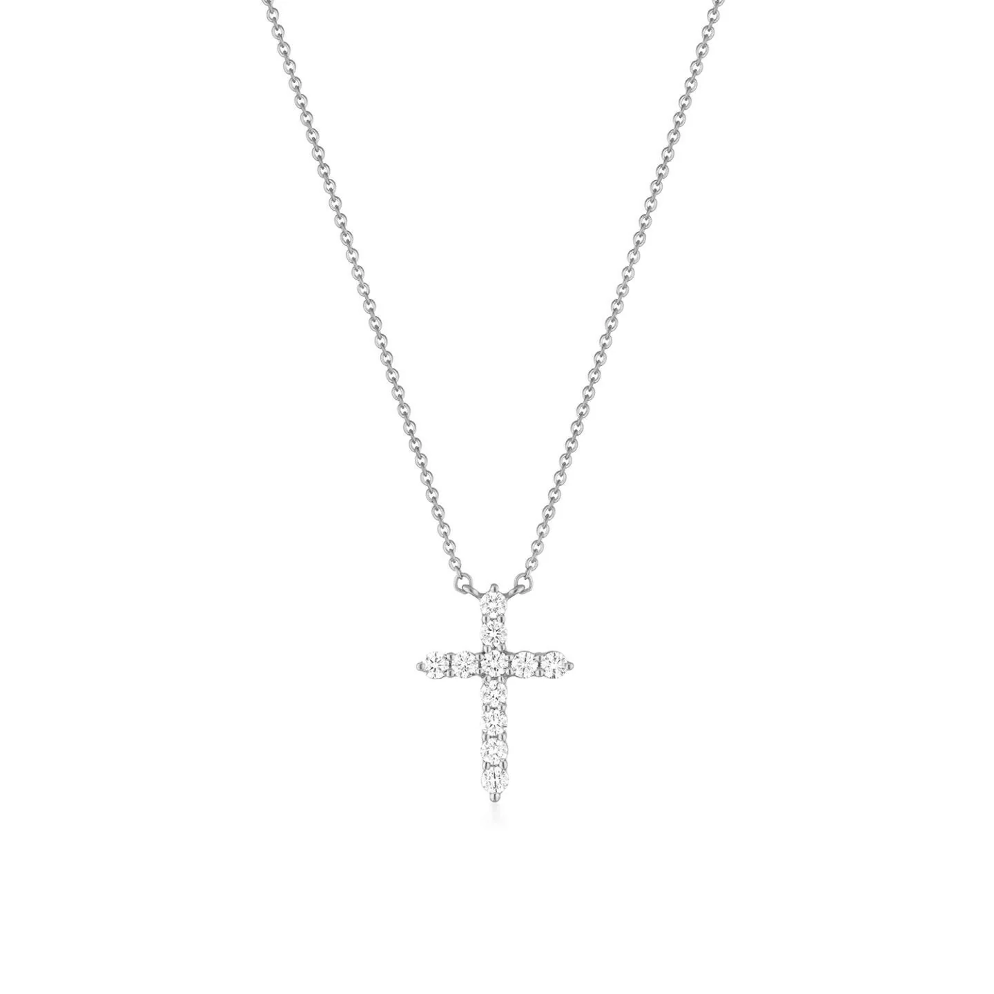 Kwiat Faith Mini Cross Pendant Necklace with Diamonds 18K White Gold