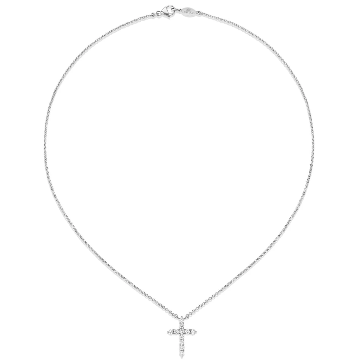Kwiat Faith Mini Cross Pendant Necklace with Diamonds 18K White Gold - Image 2