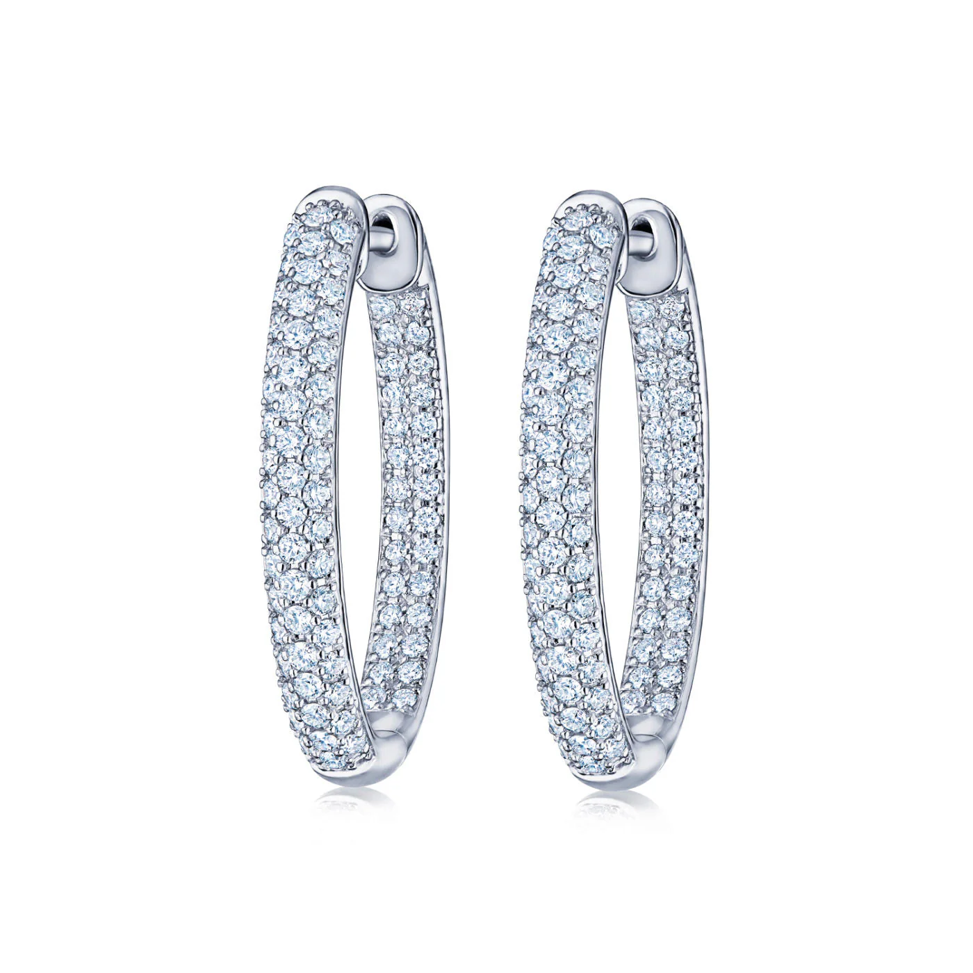 Kwiat Moonlight Oval Diamond Hoop Earrings in White Gold