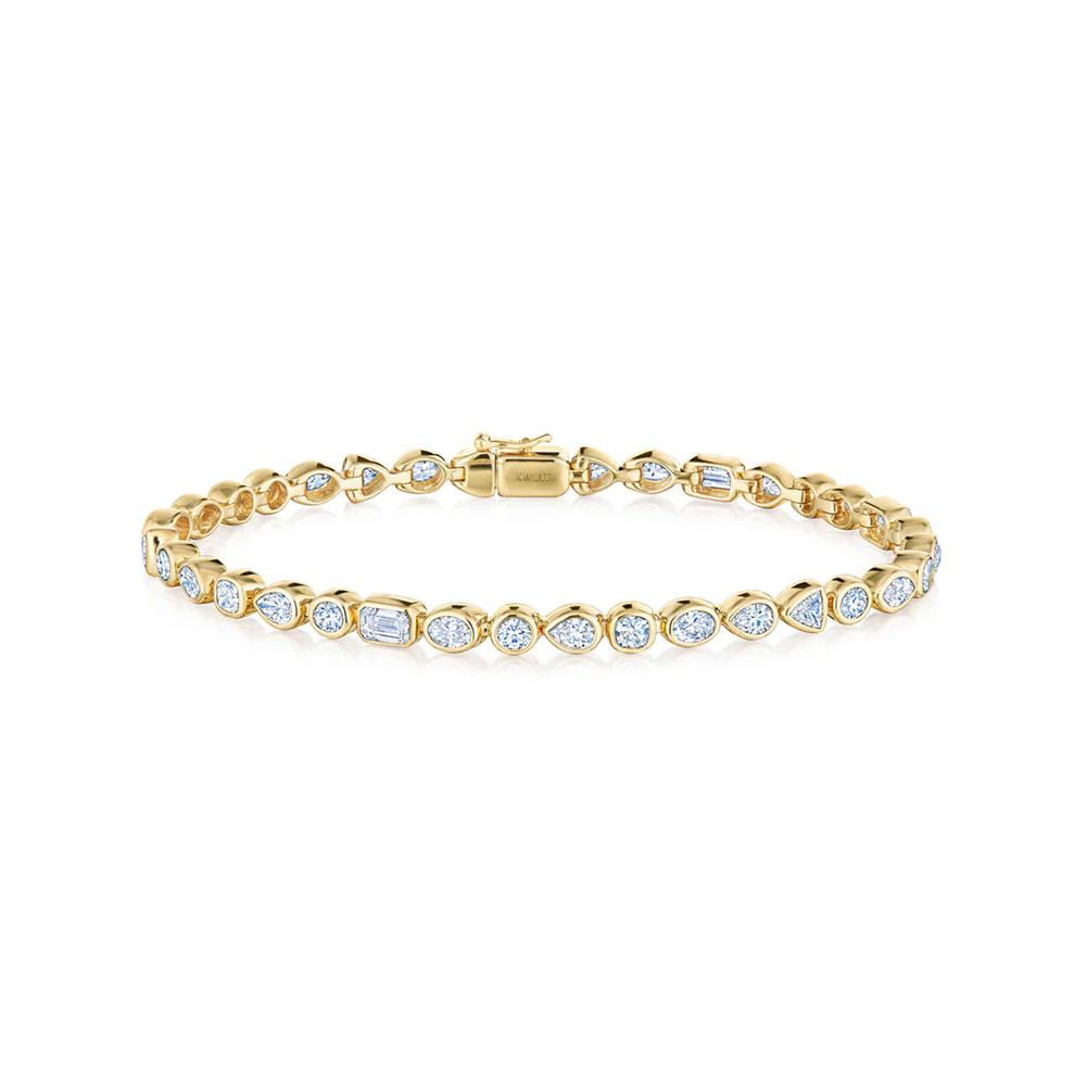 Kwiat Portofino Line Bracelet with Mixed Shape Diamonds in Yellow Gold