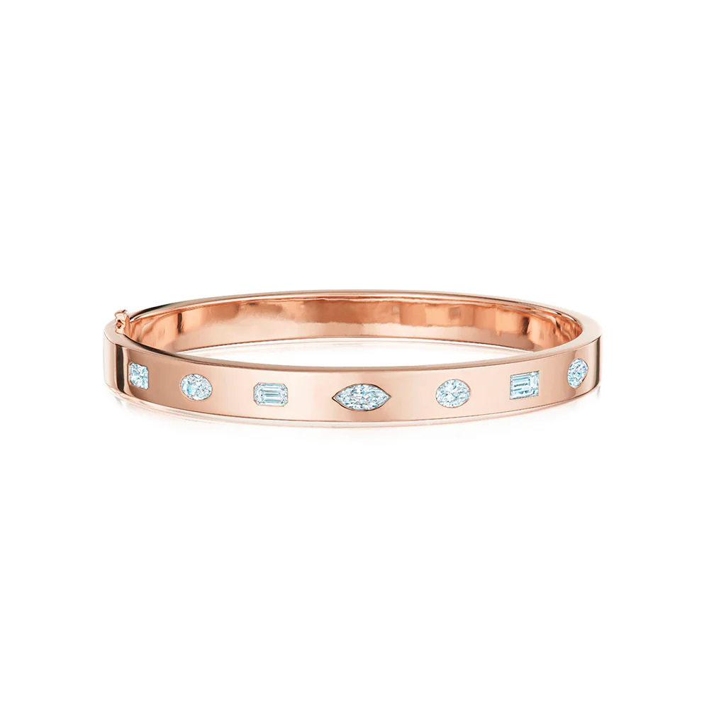 Kwiat Stackable Bangle with Fancy Shape Diamonds in Rose Gold