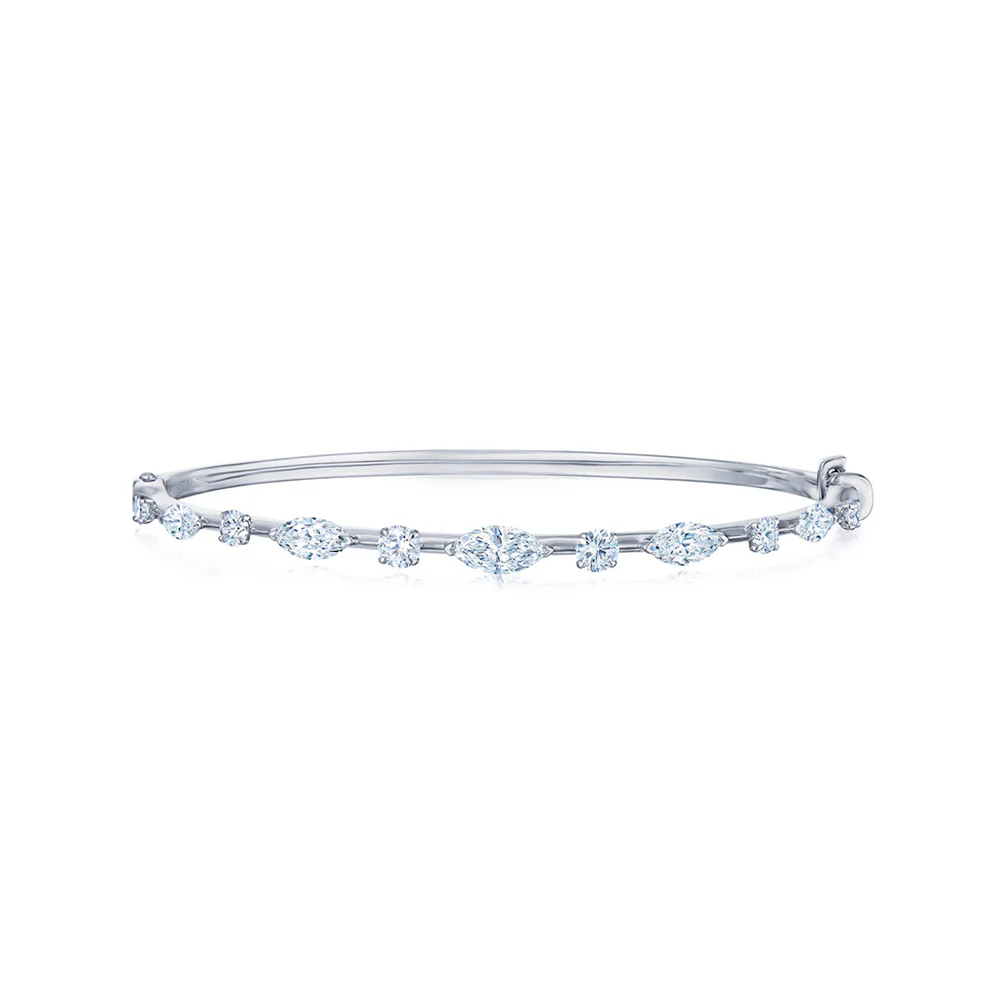 Kwiat Starry Night Bangle with Round and Marquise Diamonds in White Gold