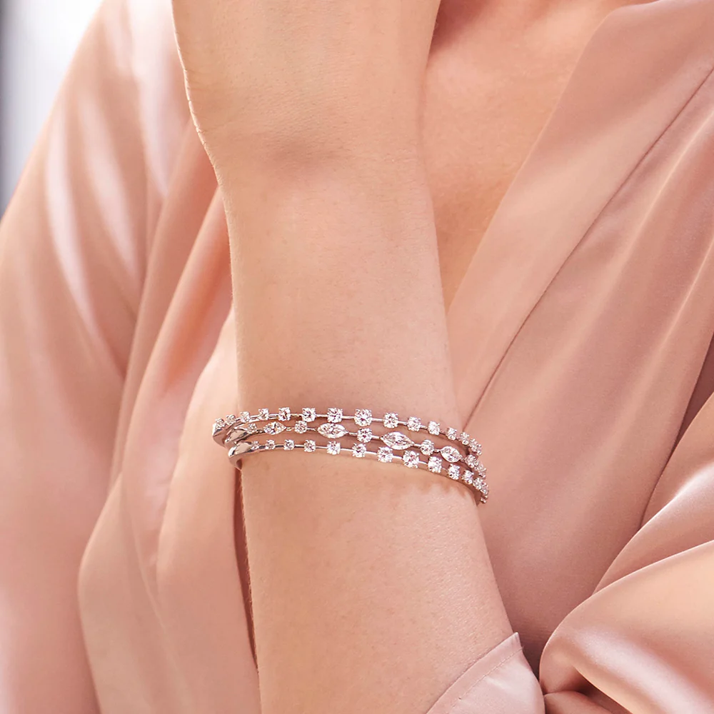 Kwiat Starry Night Bangle with Round and Marquise Diamonds in White Gold - Image 2