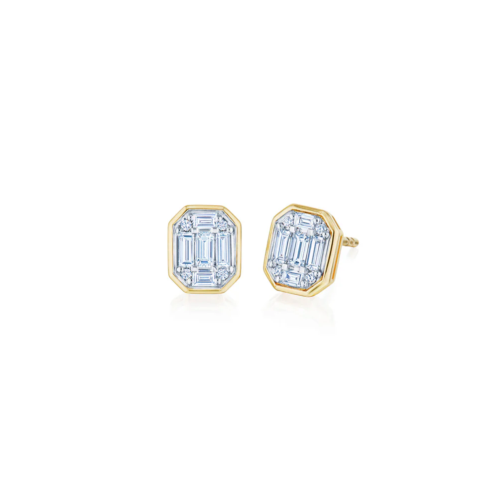 Kwiat Sunburst Diamond Earrings in 18K Yellow Gold