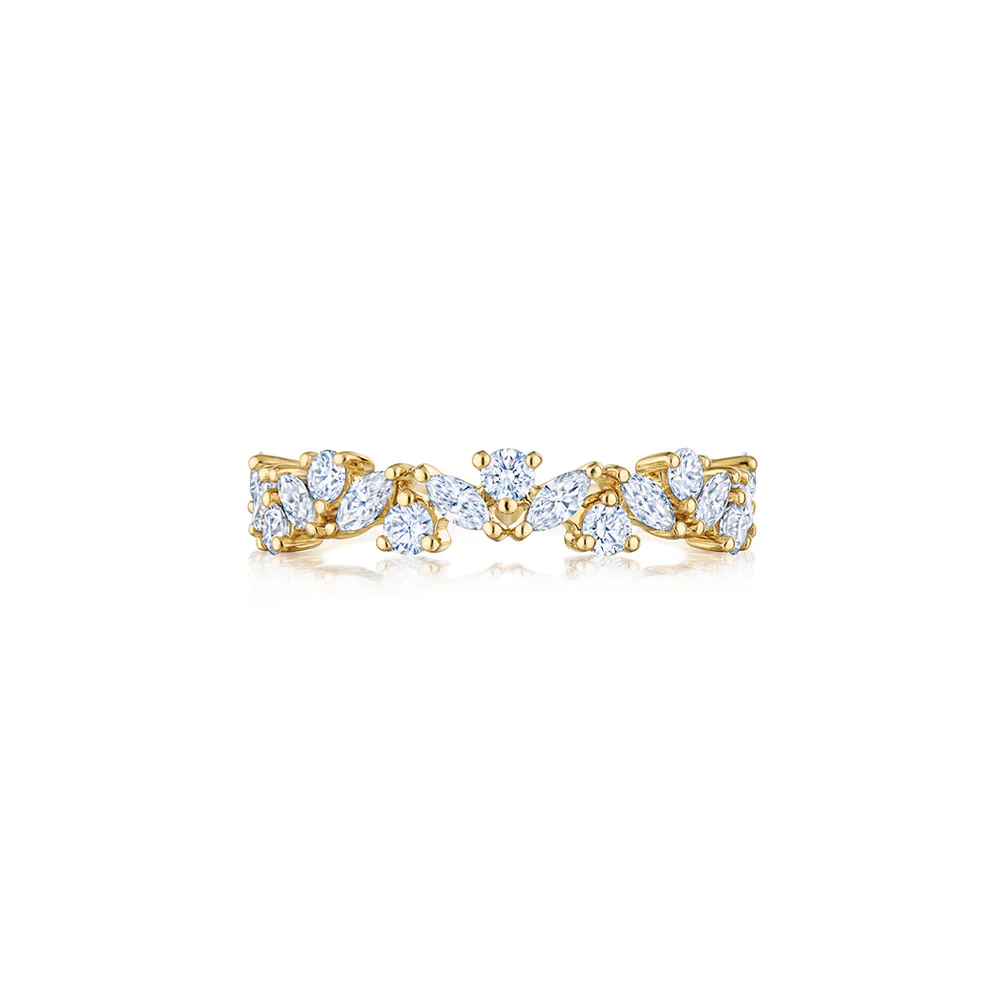 Kwiat Wedding Ring with Round and Marquise Diamonds in Yellow Gold