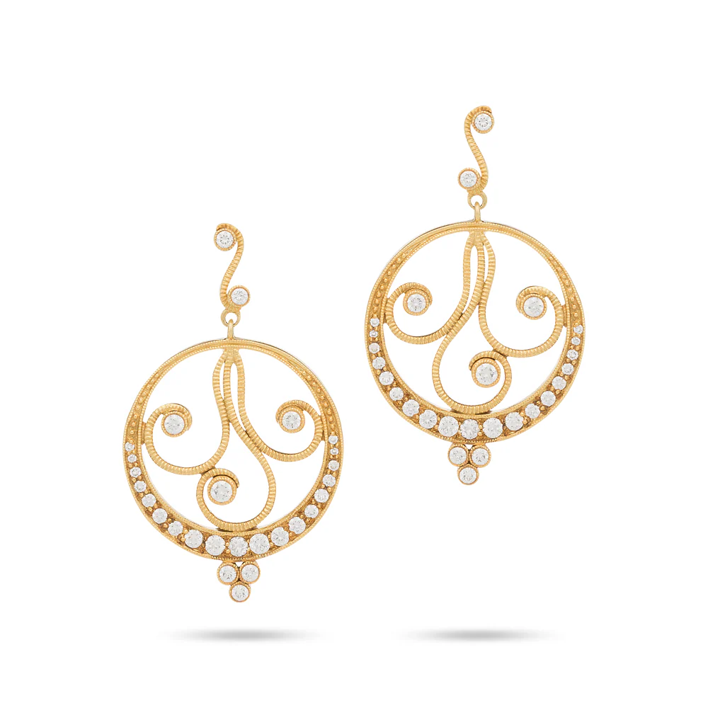 Leslie Greene Arabella 18K Yellow Gold Diamond Circle Earrings