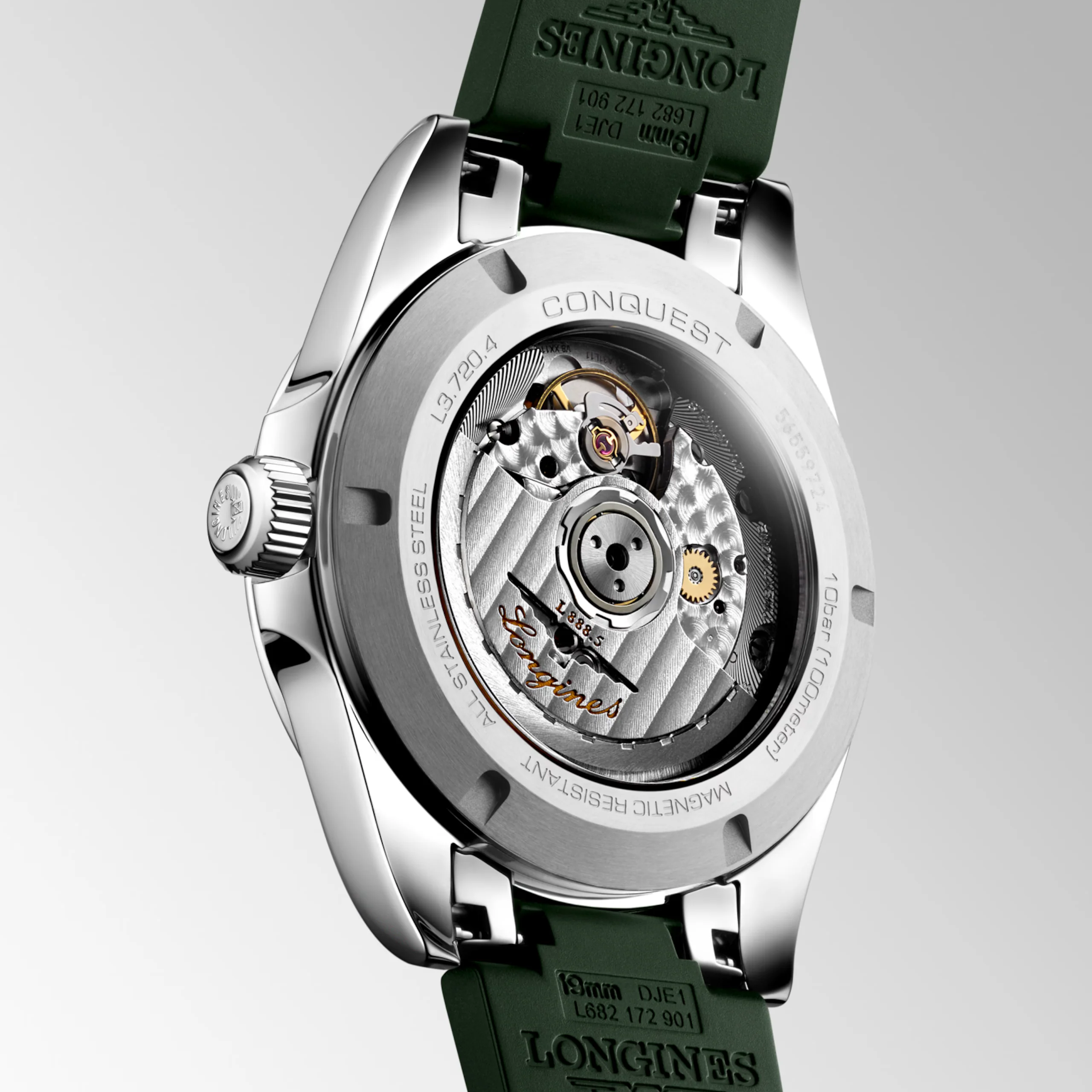Longines Conquest 38mm Green Dial Rubber Strap Watch - Image 2