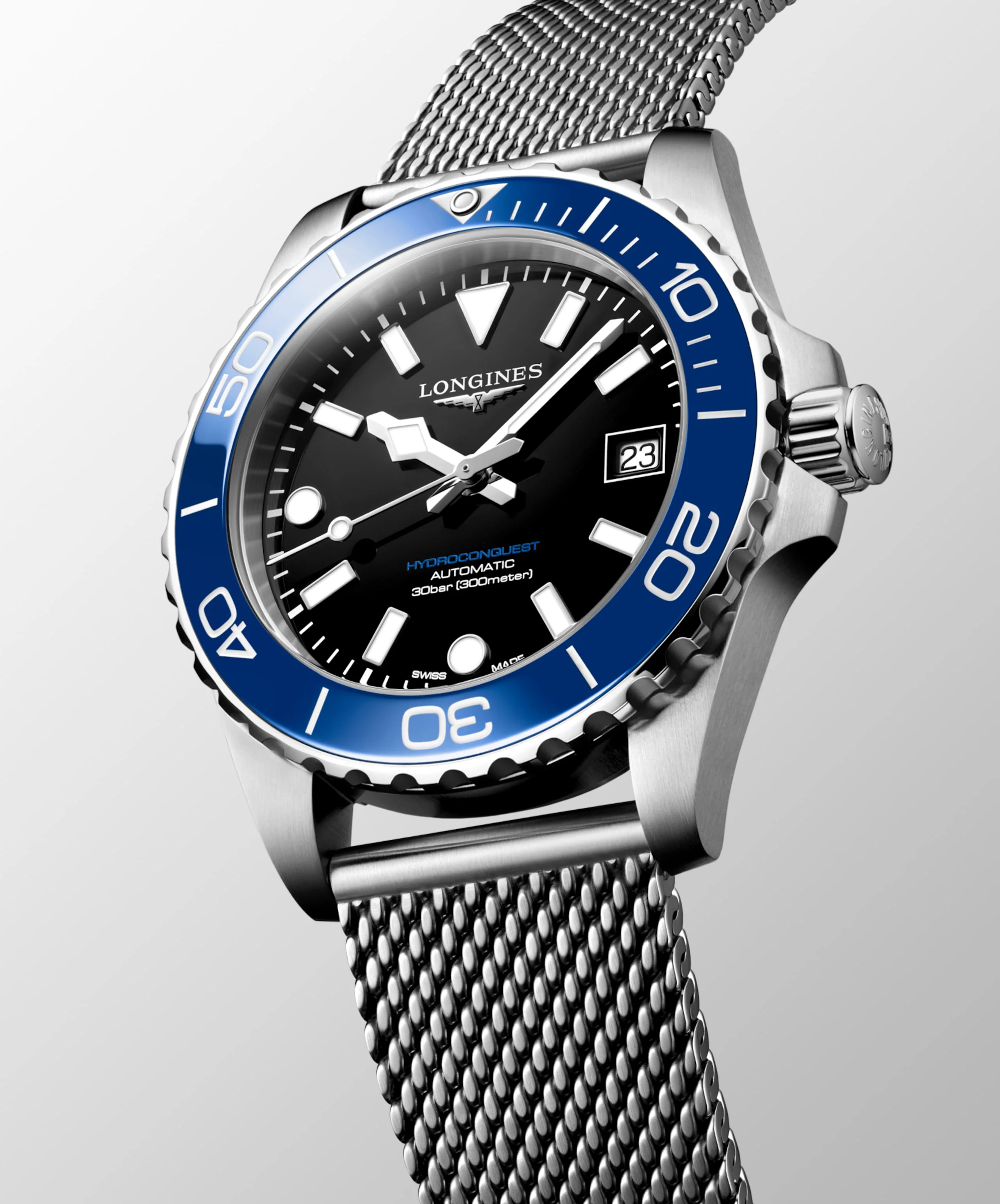 Longines HydroConquest 39mm Black Dial Blue Bezel Stainless Steel - Image 4