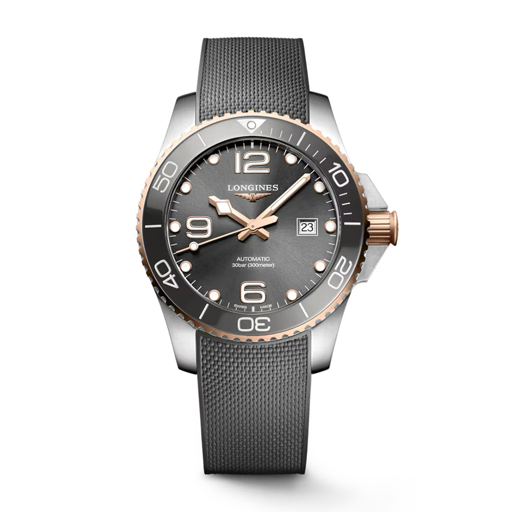 Longines HydroConquest 43mm Sunray Grey Rubber Watch