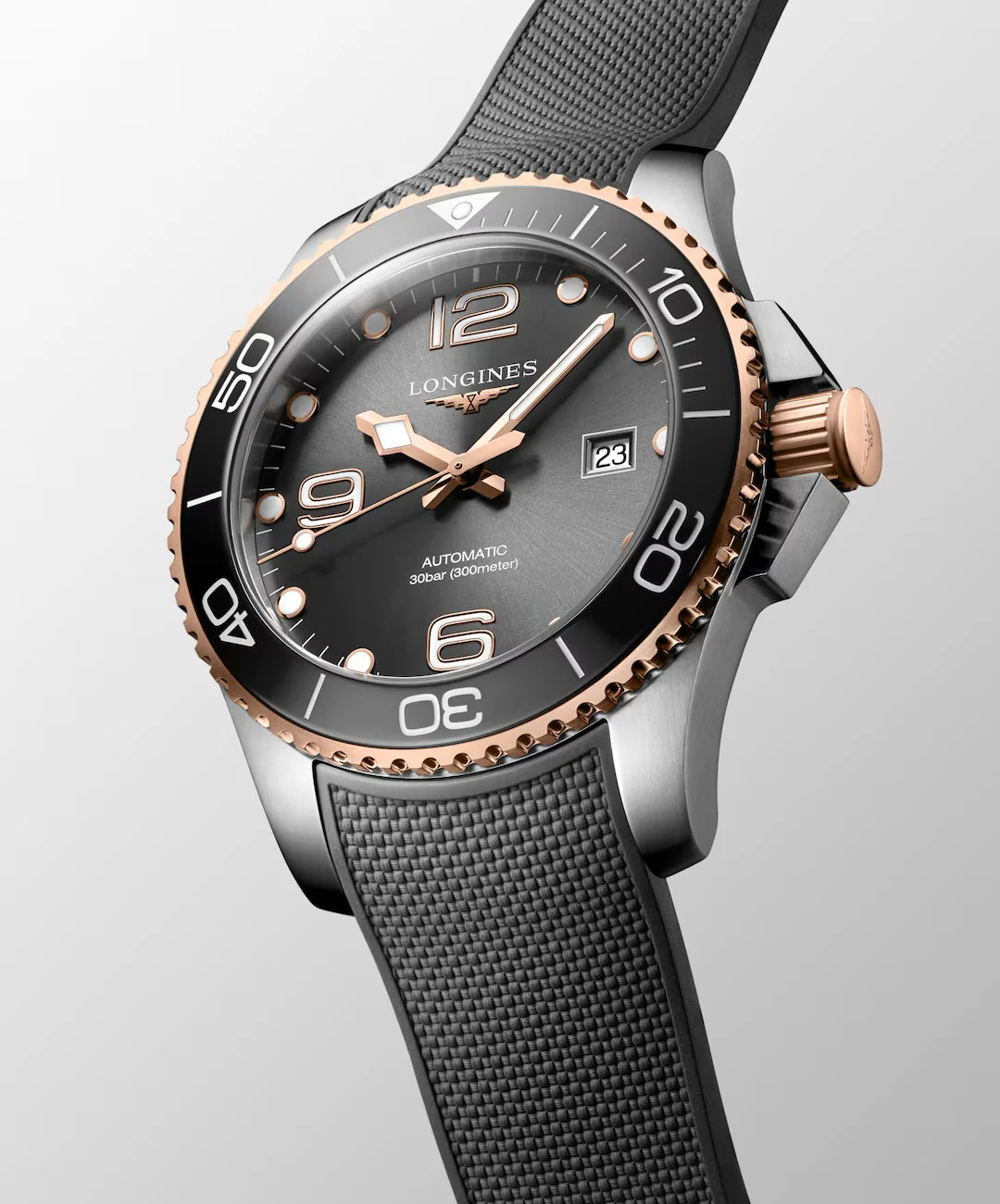 Longines HydroConquest 43mm Sunray Grey Rubber Watch - Image 7