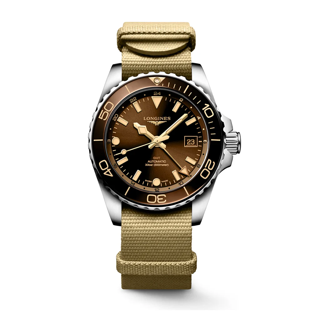 Longines HydroConquest GMT Brown Dial Fabric Strap 41mm