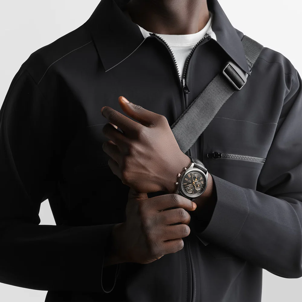 Longines Master Collection Chronograph Anthracite Dial Leather Strap - Image 2