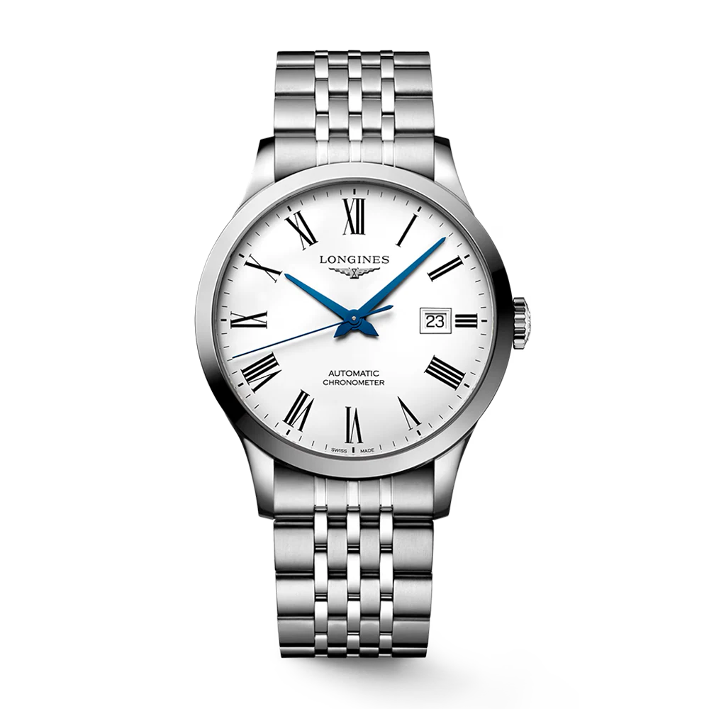 Longines Record 40mm White Dial Stainless Steel