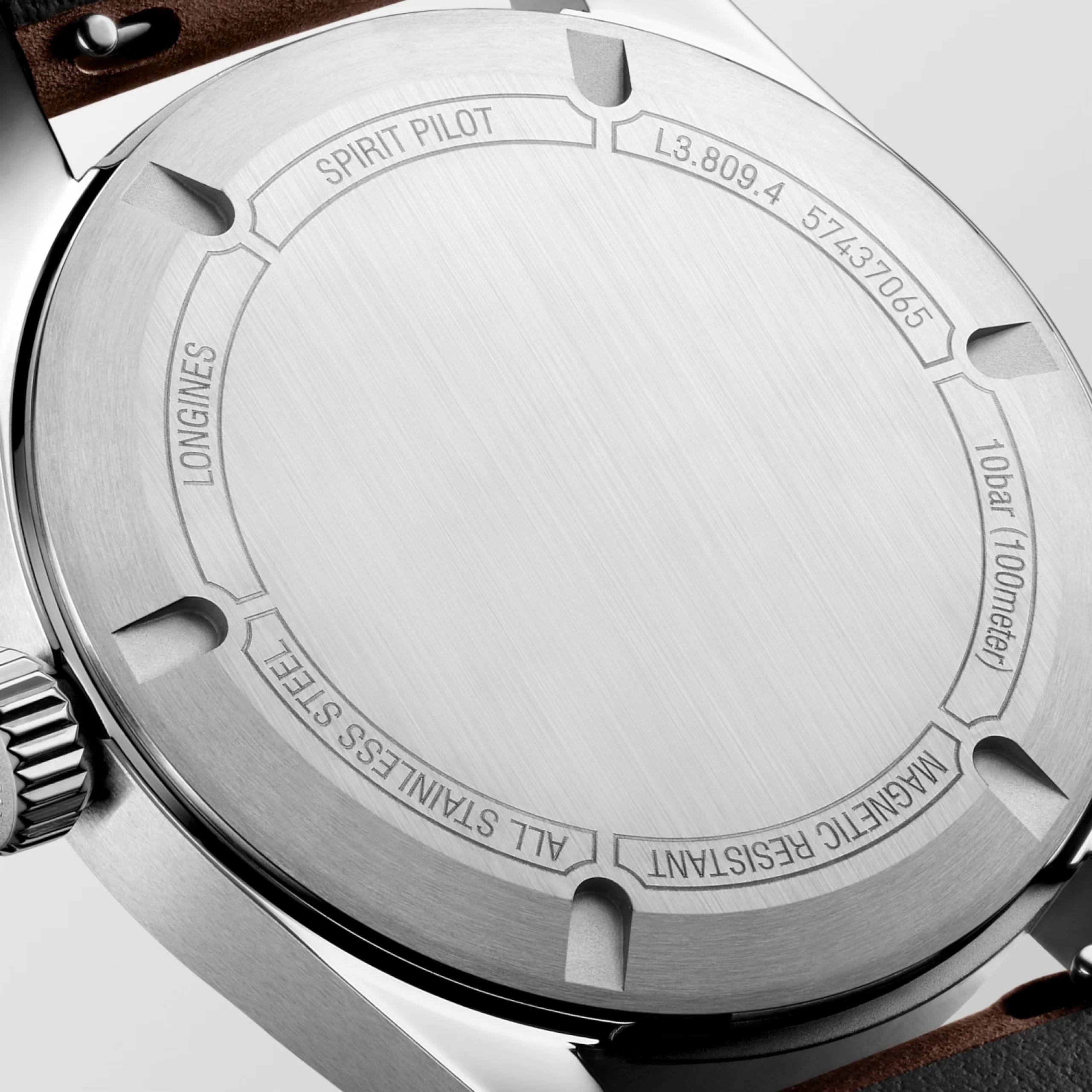 Longines Spirit Pilot 39mm Black Dial Leather Strap Watch - Image 3