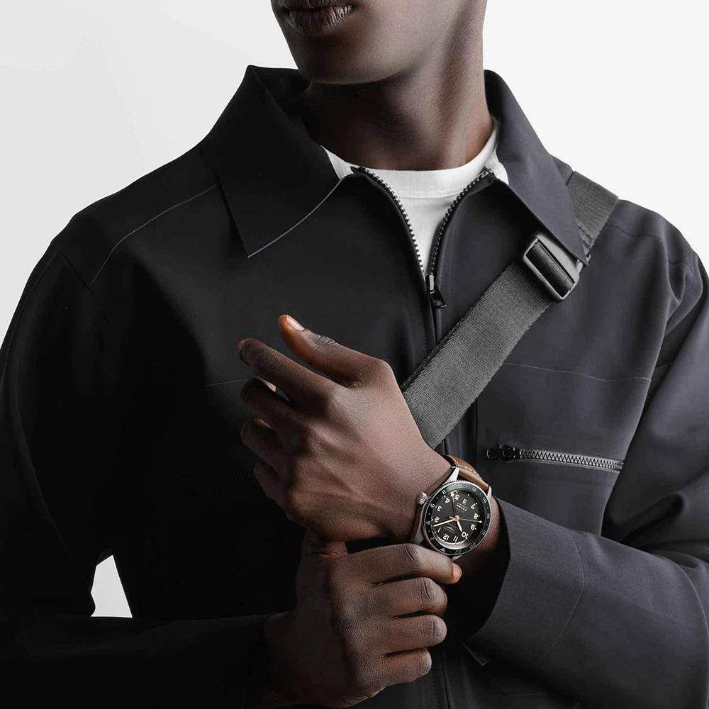 Longines Spirit Zulu Time Green Bezel Leather Strap - Image 2