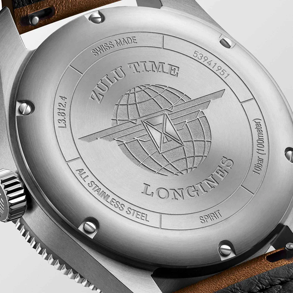 Longines Spirit Zulu Time Green Bezel Leather Strap - Image 4