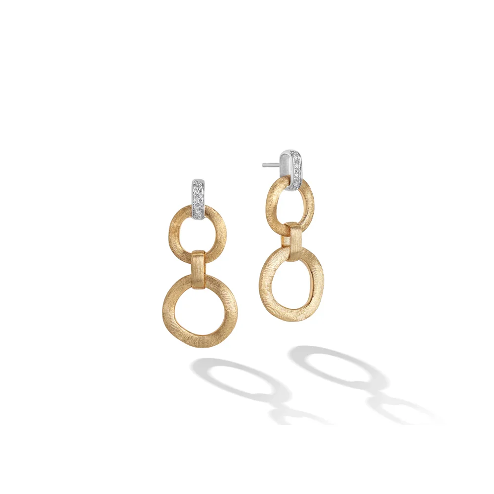 Marco Bicego Jaipur 18K Yellow Gold Double Drop Diamond Earrings