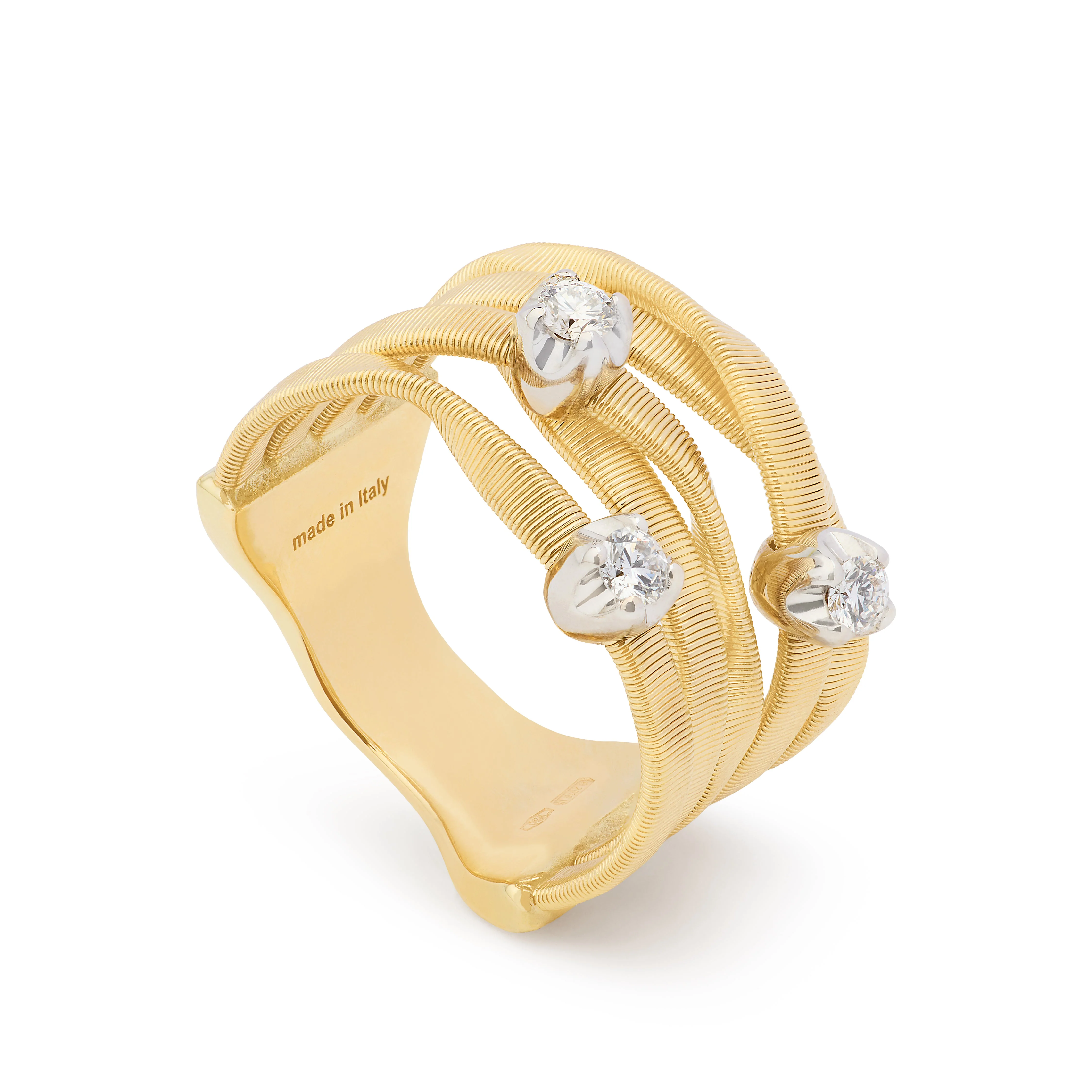 Marco Bicego Marrakech 18K Yellow Gold Five Row Coil Ring with Diamonds