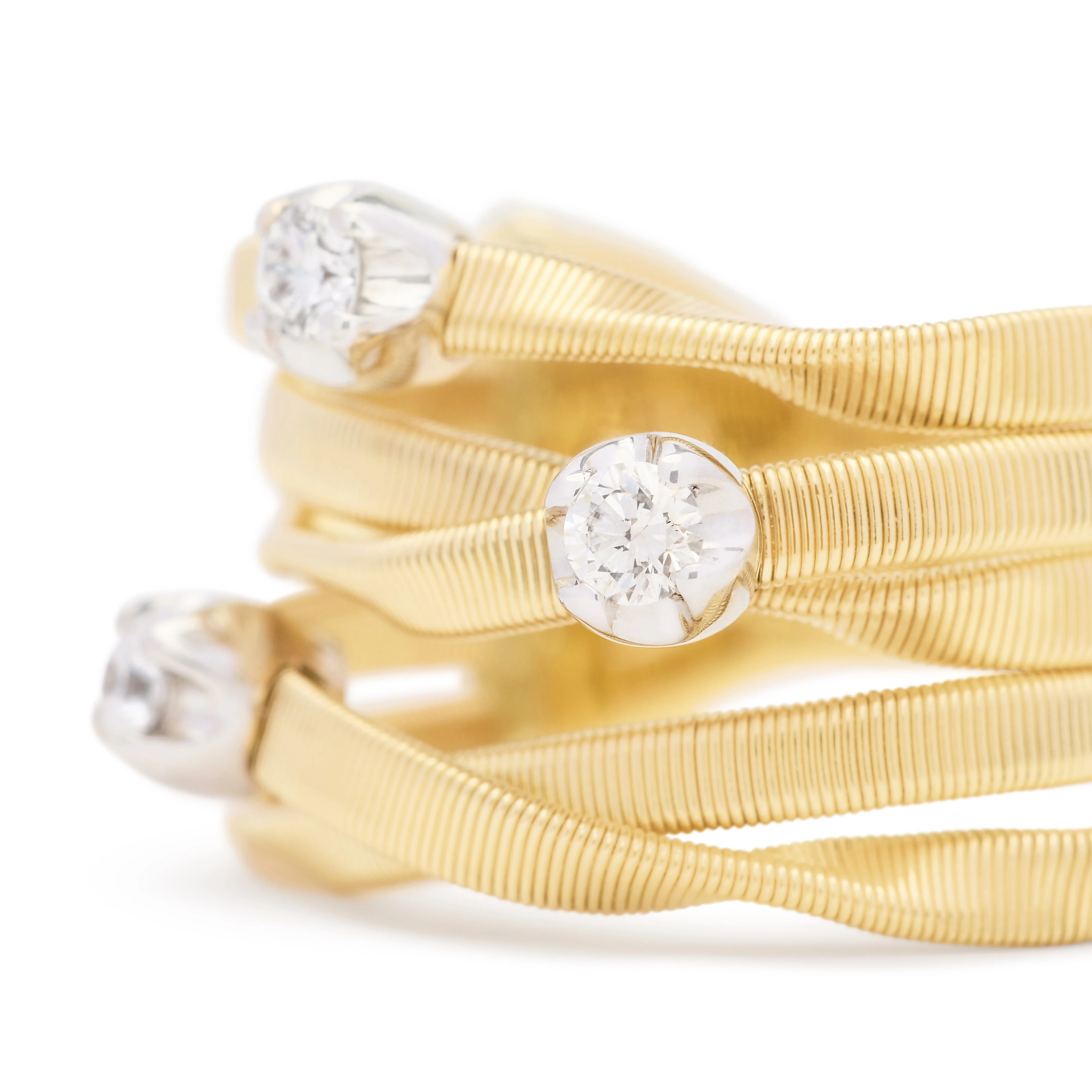 Marco Bicego Marrakech 18K Yellow Gold Five Row Coil Ring with Diamonds - Image 3