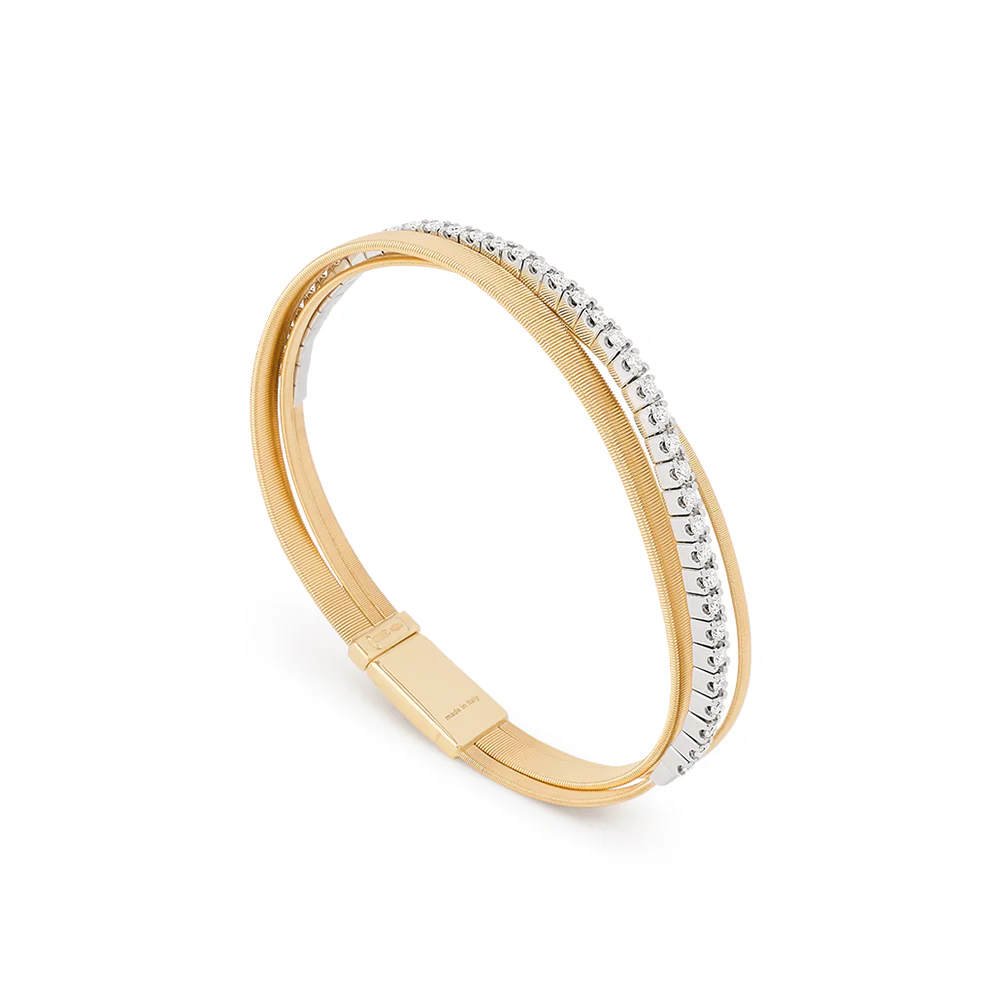 Marco Bicego Masai 3 Strand Diamond Coil Bracelet in 18K Yellow Gold