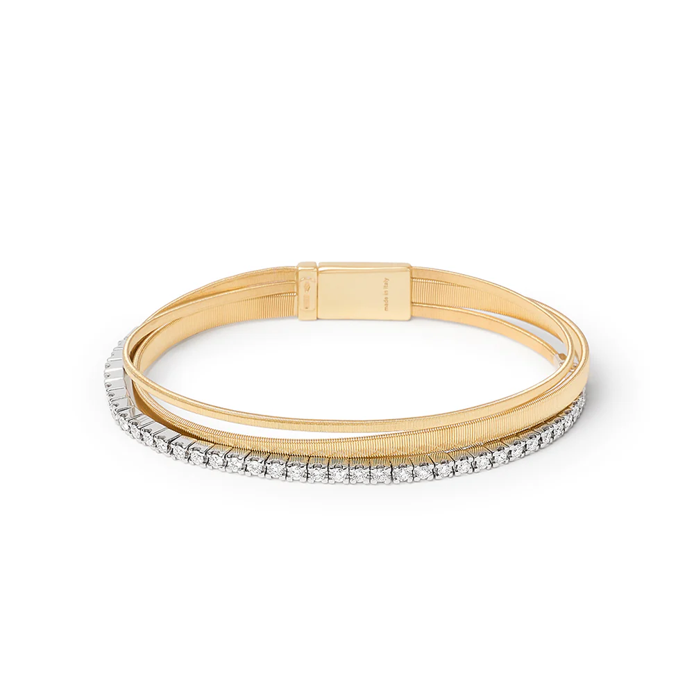 Marco Bicego Masai 3 Strand Diamond Coil Bracelet in 18K Yellow Gold - Image 2