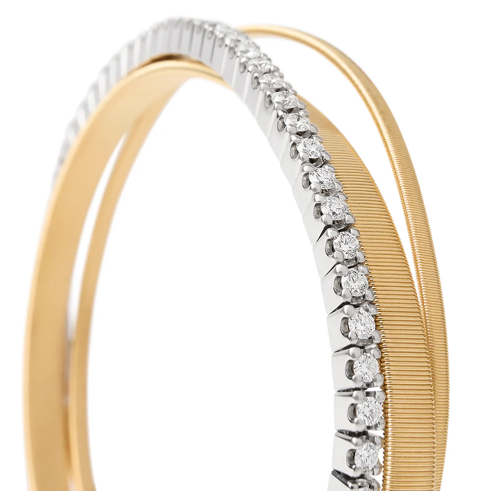 Marco Bicego Masai 3 Strand Diamond Coil Bracelet in 18K Yellow Gold - Image 3
