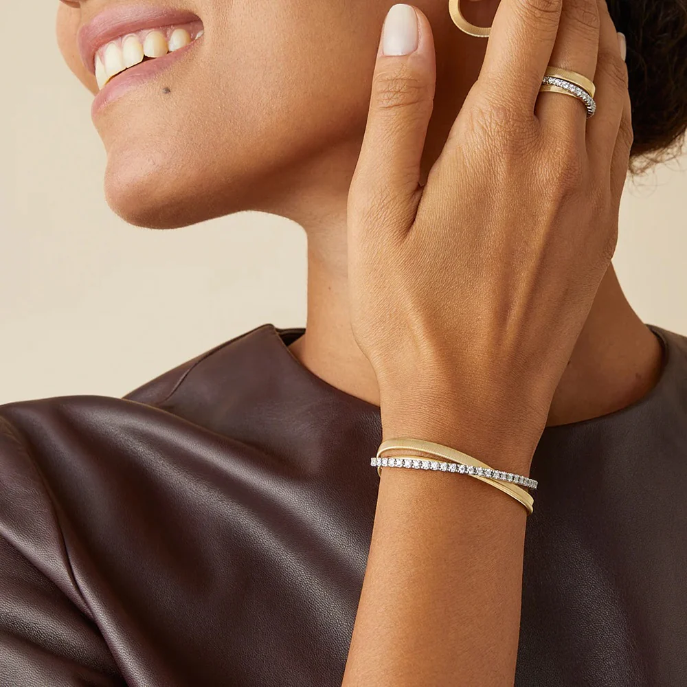 Marco Bicego Masai 3 Strand Diamond Coil Bracelet in 18K Yellow Gold - Image 4