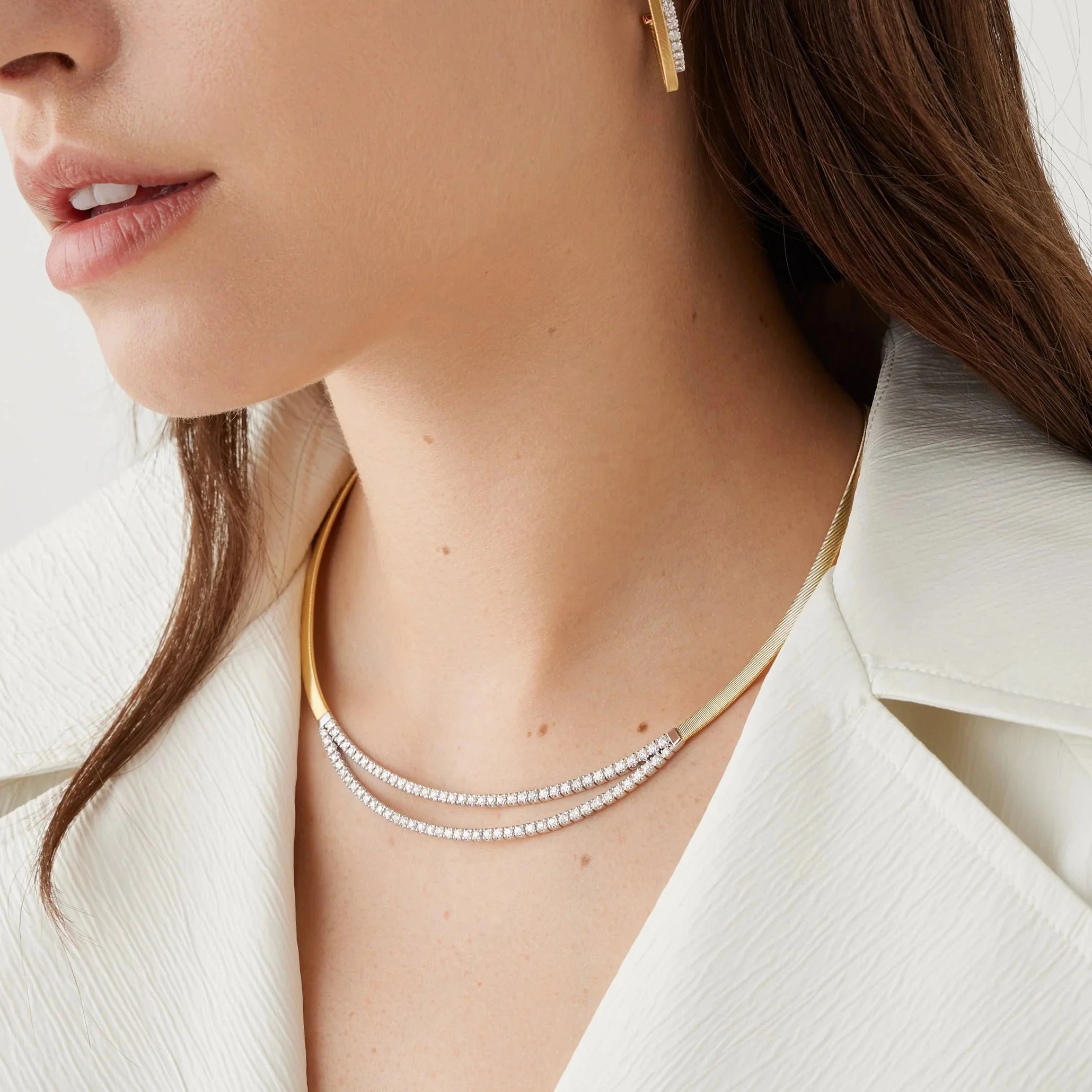 Marco Bicego Masai Collar Necklace with Double Row Diamond Bar - Image 2