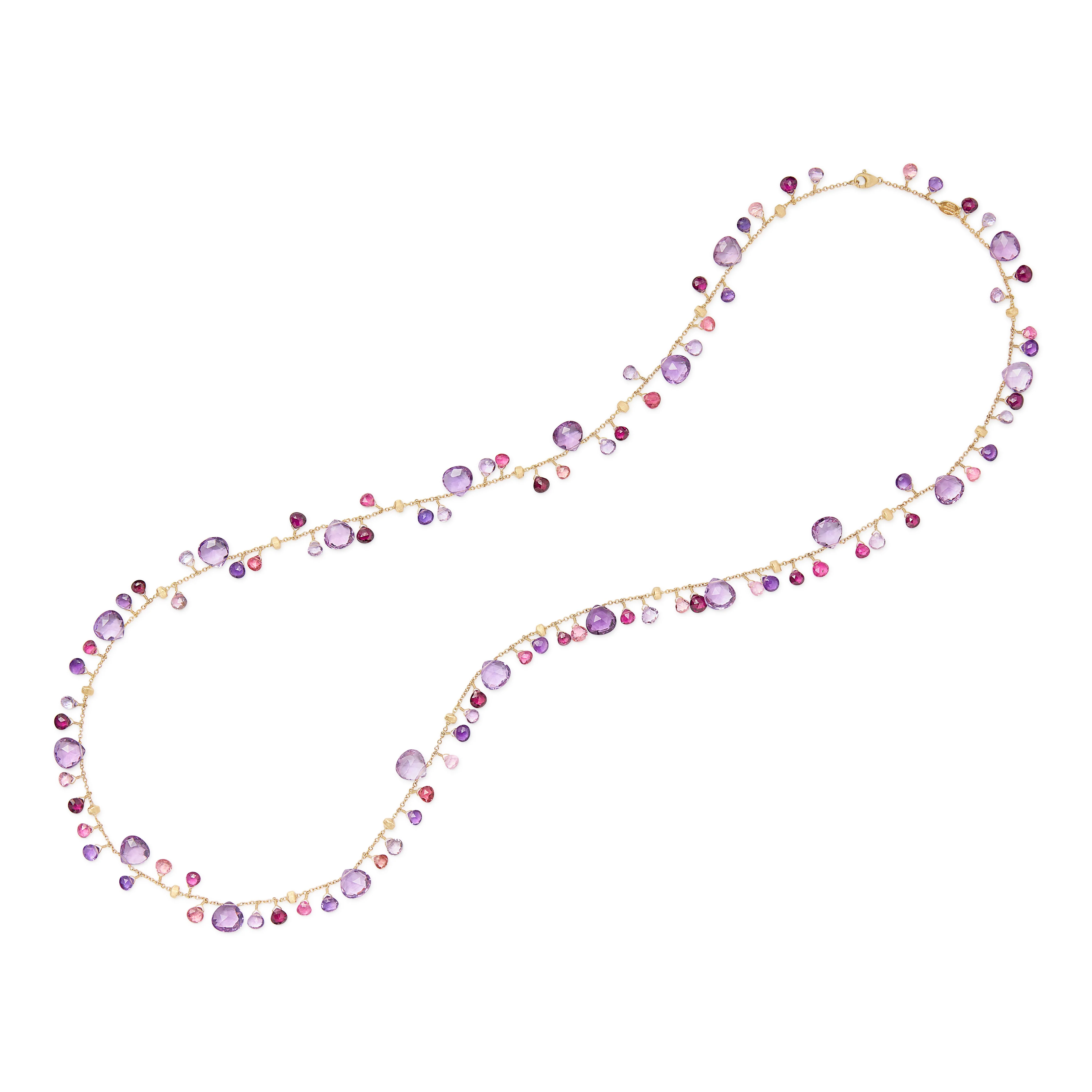 Marco Bicego Paradise 18K Yellow Gold Long Necklace with Amethyst and Pink Tourmaline - Image 4