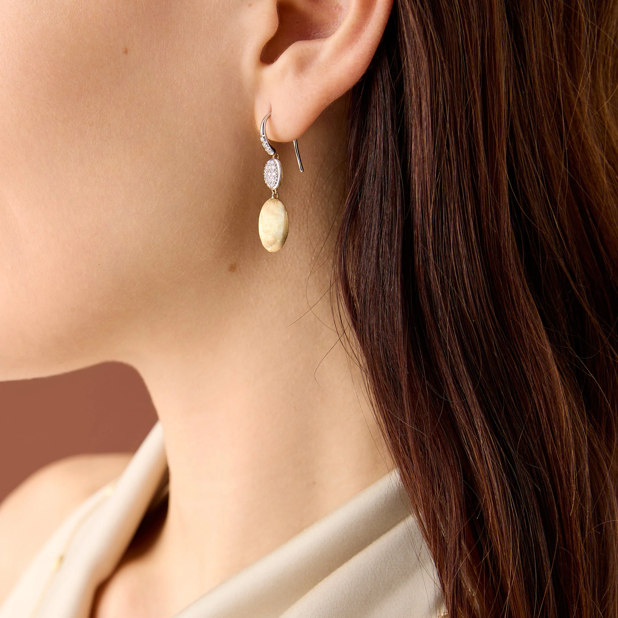 Marco Bicego Siviglia 18K Yellow Gold Hook Earrings with Diamond Accent - Image 2