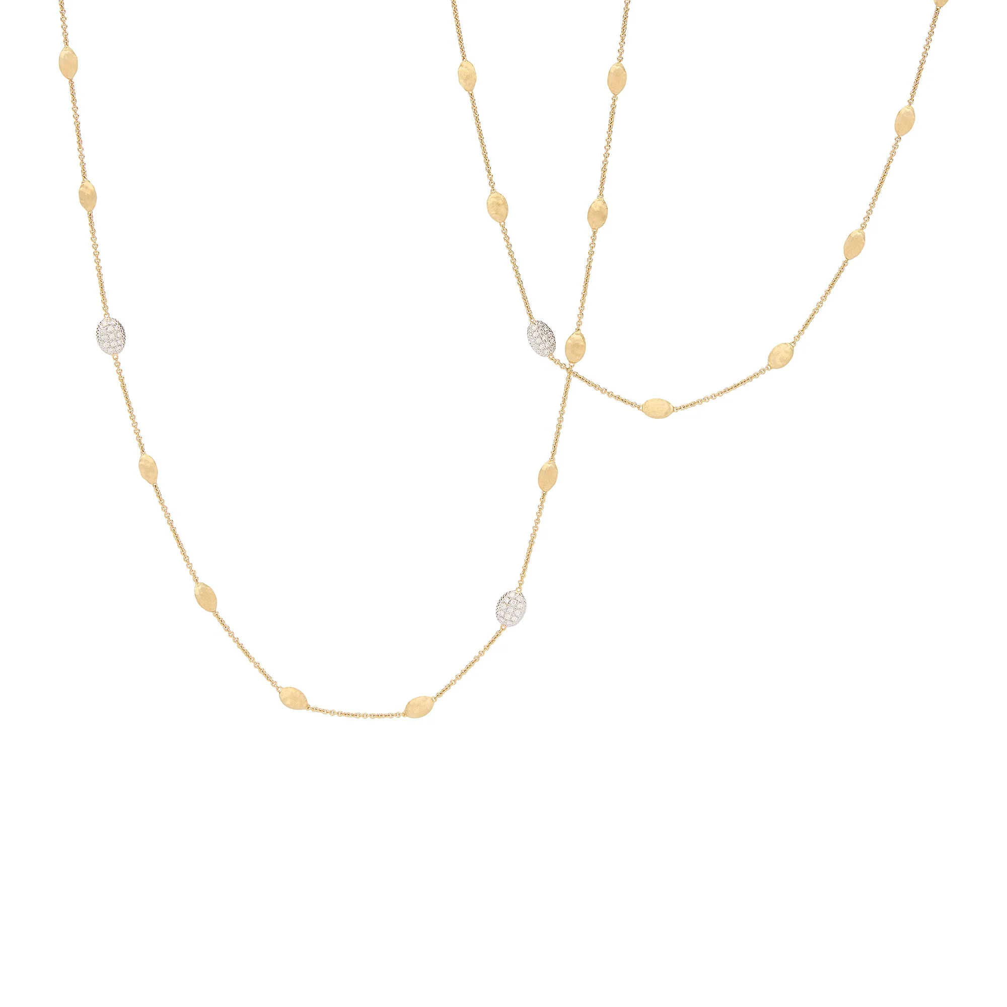 Marco Bicego Siviglia 18K Yellow Gold Small Bean Long Necklace with Diamond Accents