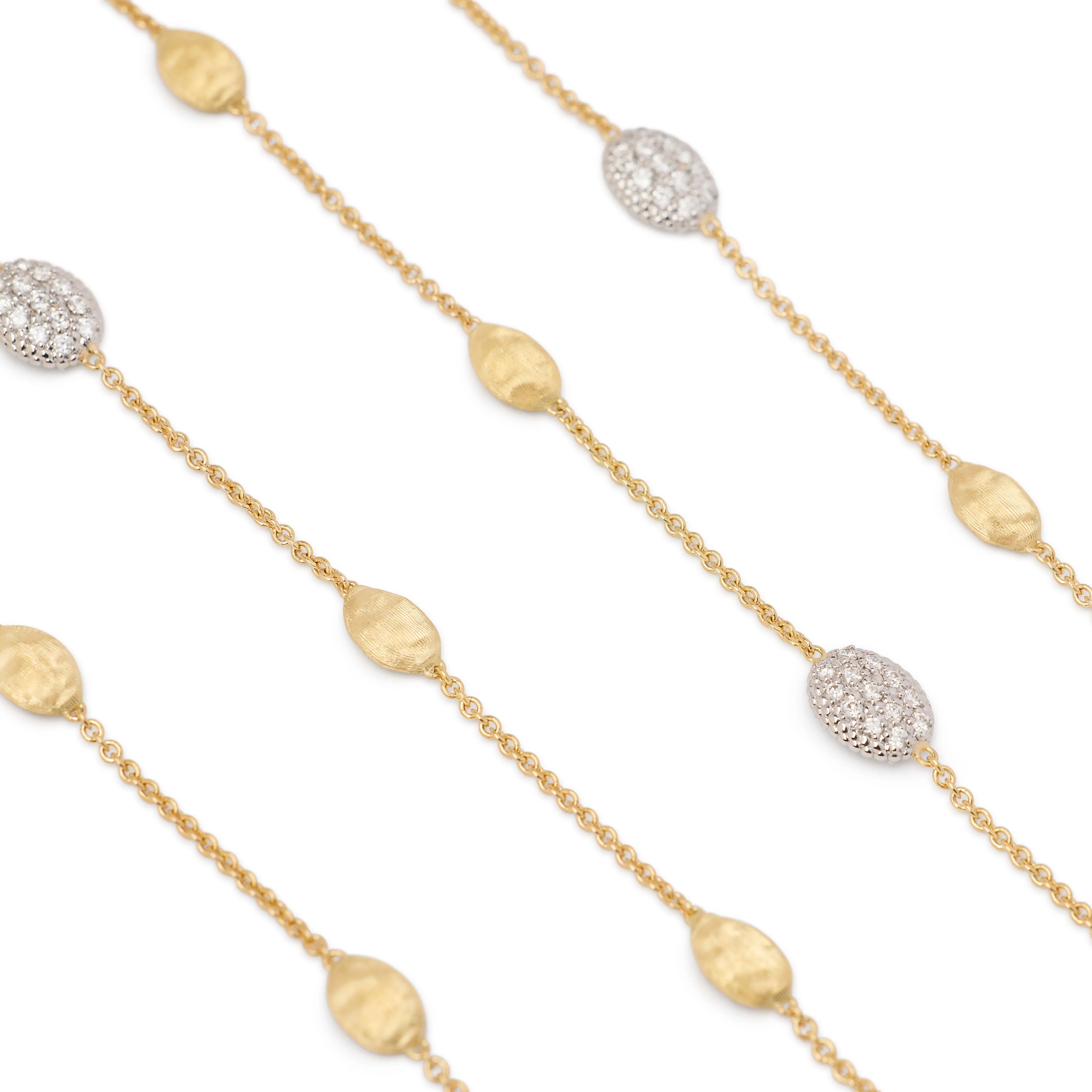 Marco Bicego Siviglia 18K Yellow Gold Small Bean Long Necklace with Diamond Accents - Image 3