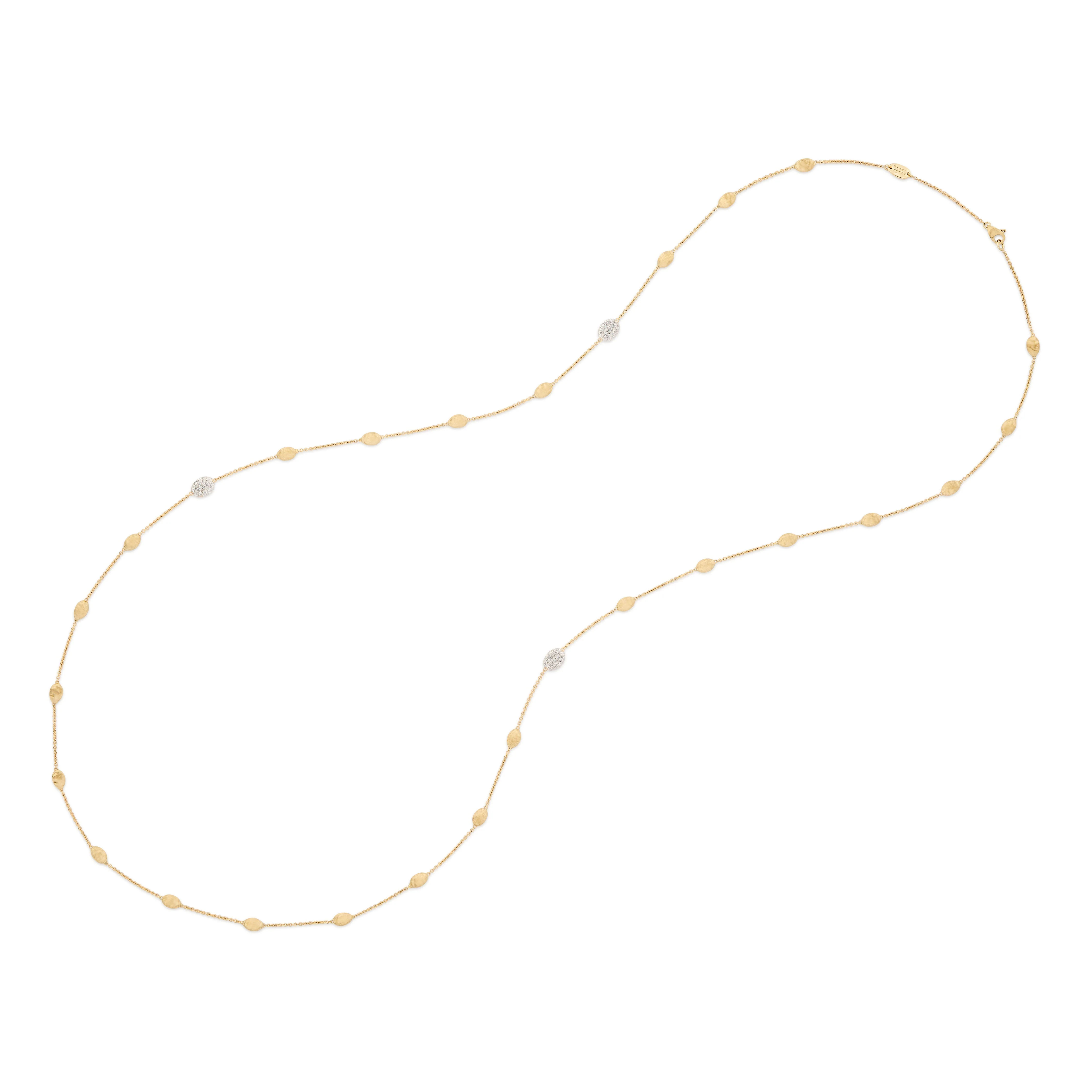Marco Bicego Siviglia 18K Yellow Gold Small Bean Long Necklace with Diamond Accents - Image 4