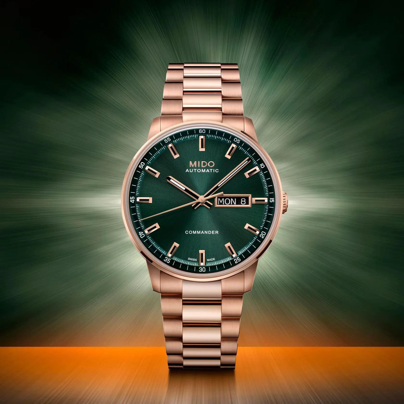 Mido Commander Big Date 40mm Green Rubber Strap Watch - Image 6