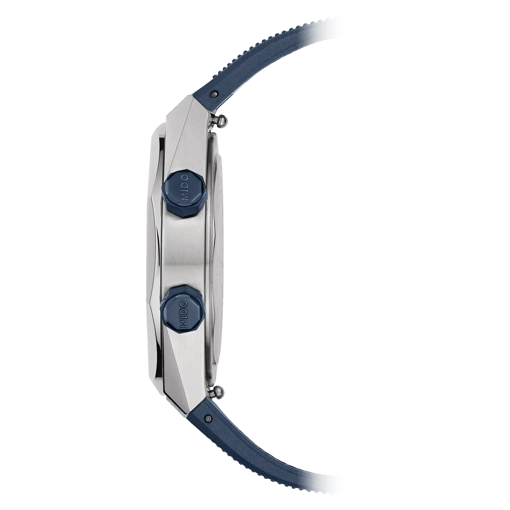 Mido Multifort 8 Two Crowns Blue Dial Rubber Strap Watch - Image 4