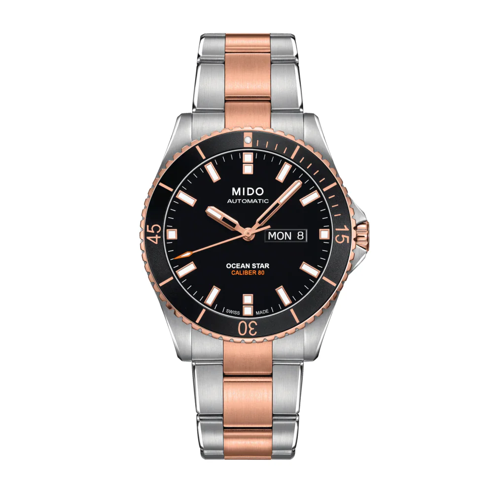 Mido Ocean Star 200 Stainless Steel and Rose Gold PVD-Coated Steel Watch