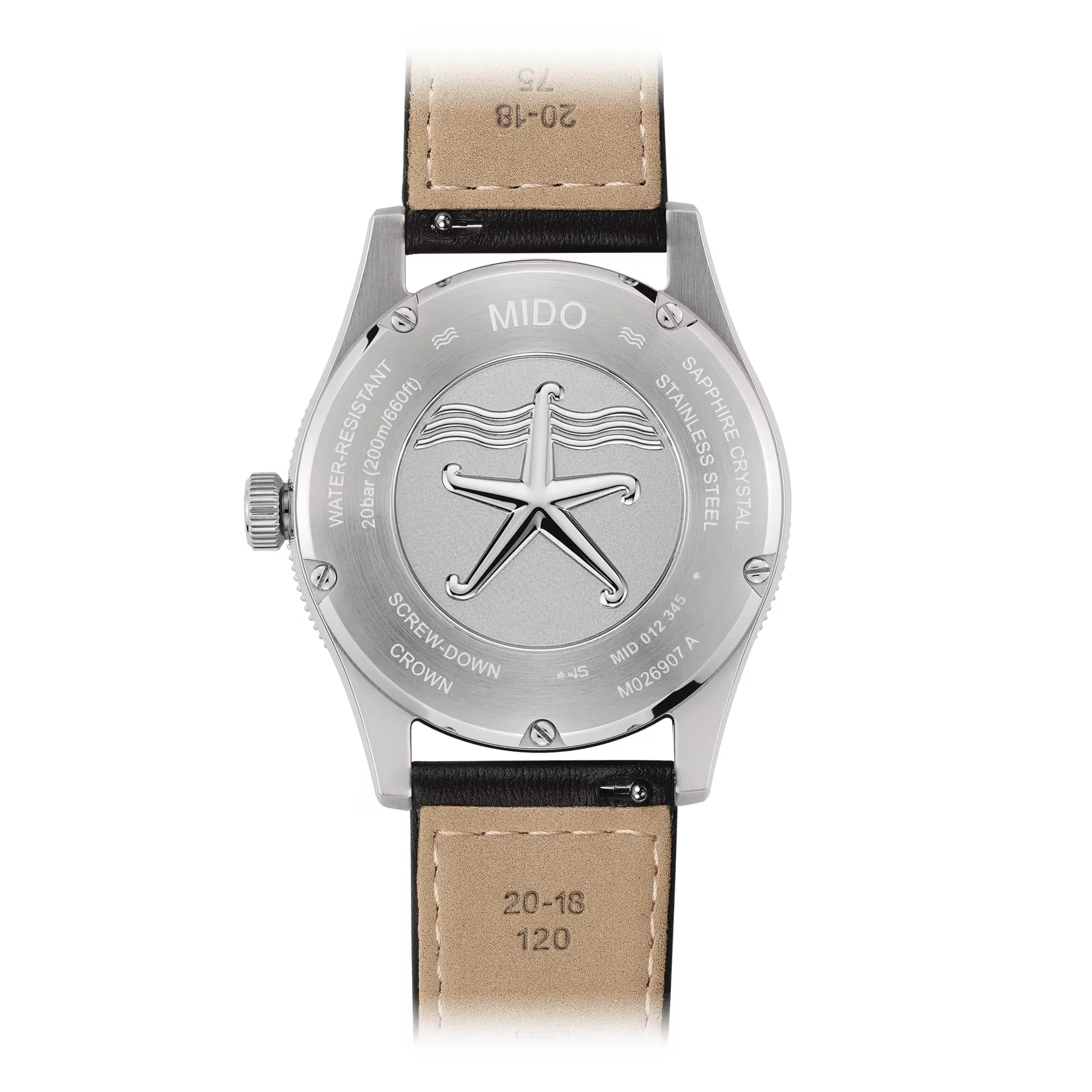 Mido Ocean Star 39 Black Dial Orange Fabric Strap Watch - Image 2