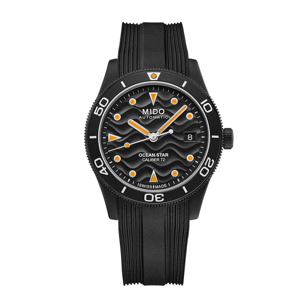 Mido Ocean Star 39mm Black Dial Rubber Strap
