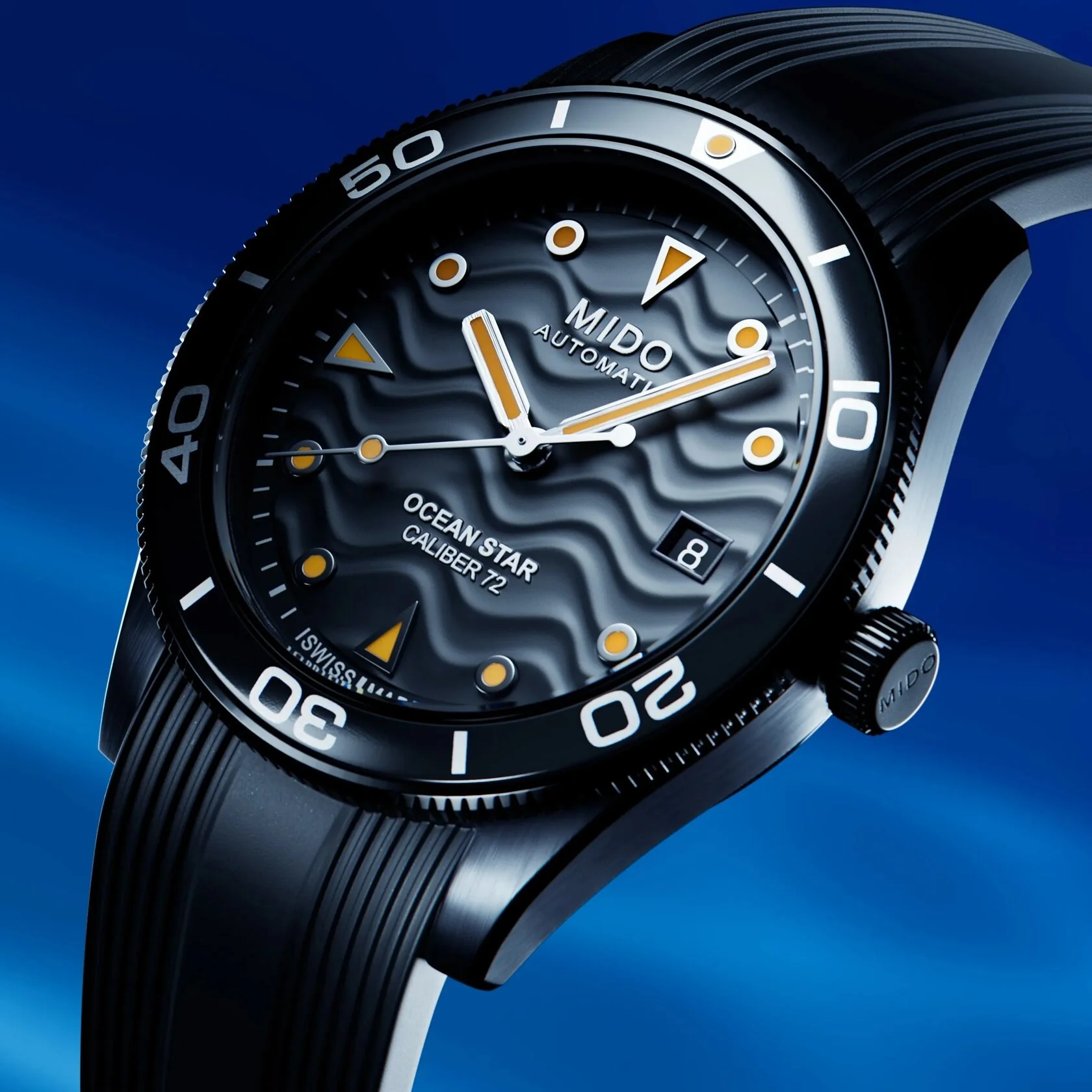 Mido Ocean Star 39mm Black Dial Rubber Strap - Image 2