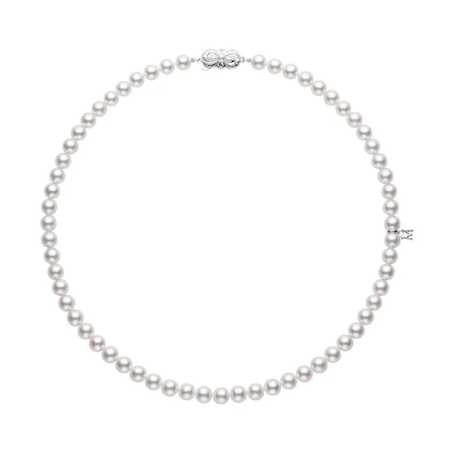 Mikimoto 28.5 Inch Akoya Pearl Strand Necklace 18K White Gold