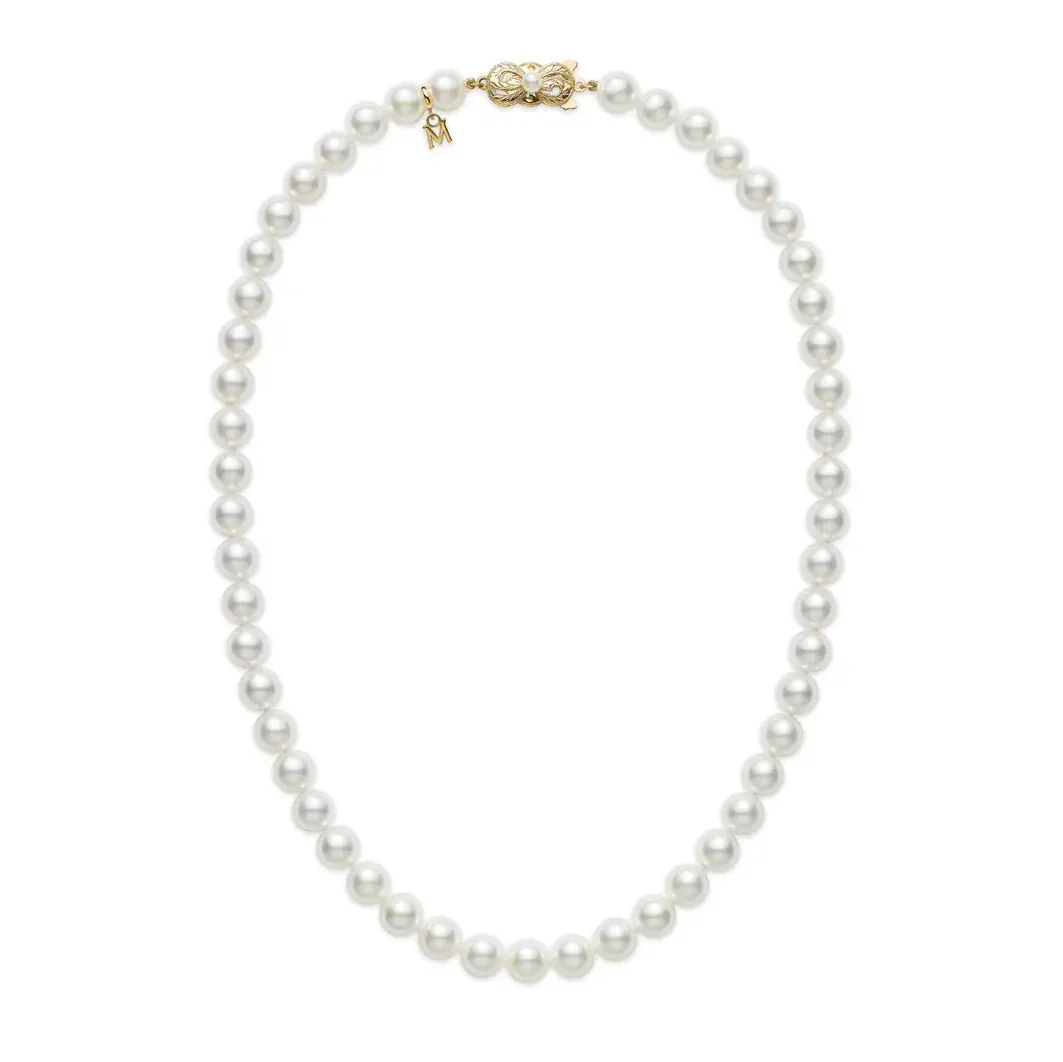 Mikimoto Everyday Essentials 18″ A+ Akoya Pearl Strand Necklace 18K Yellow Gold