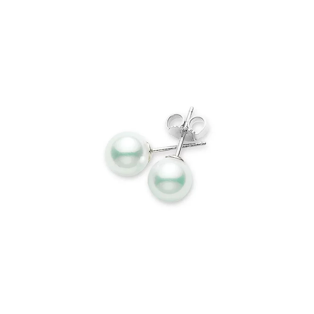 Mikimoto Everyday Essentials 18K White Gold 8mm A+ Akoya Pearl Stud Earrings