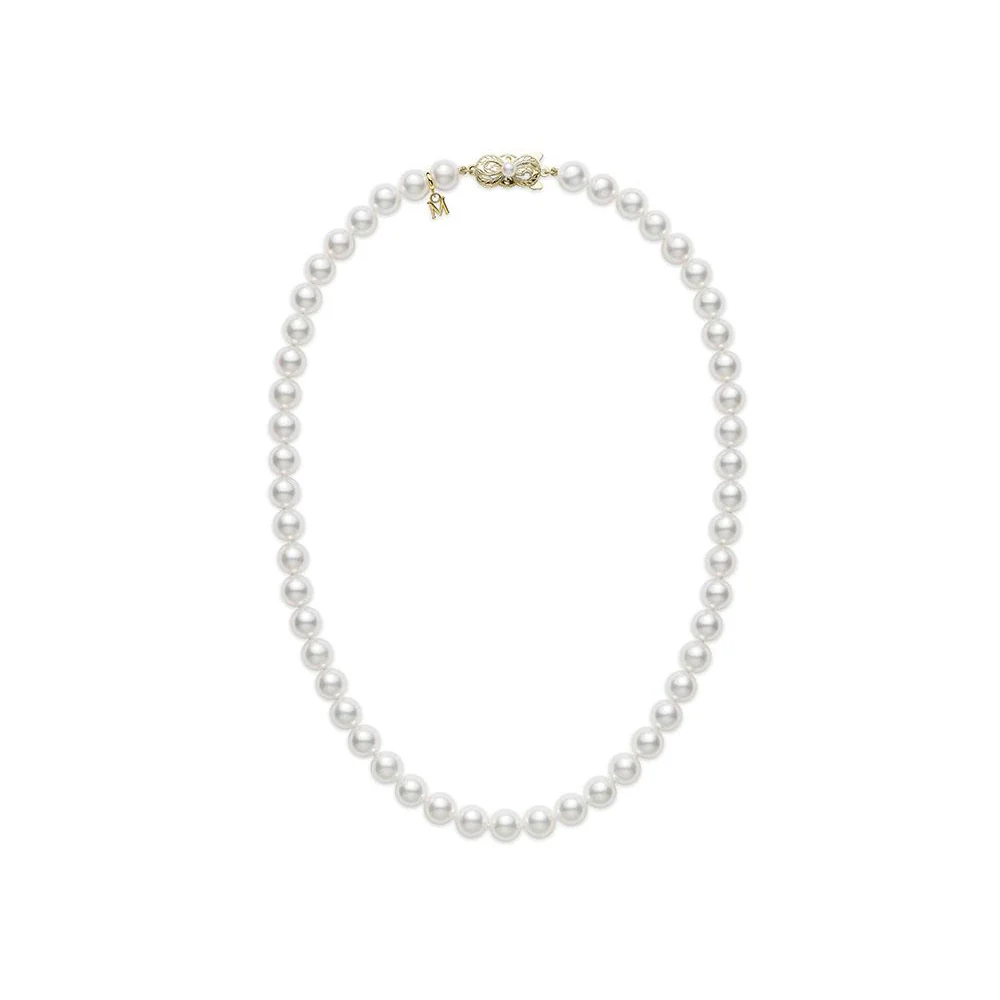 Mikimoto Everyday Essentials 18K Yellow Gold 18″ A+ Akoya Pearl Strand Necklace