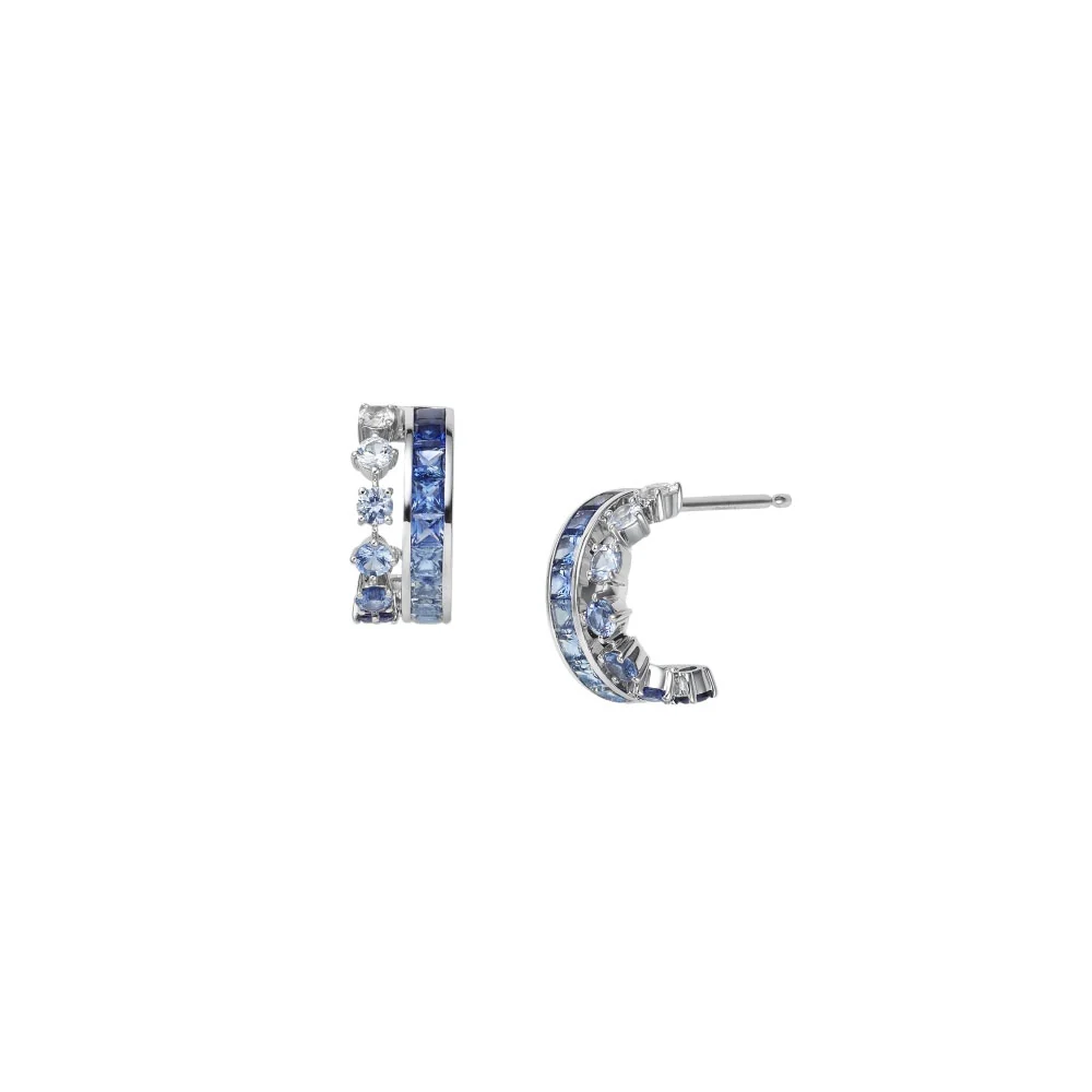 Mikimoto Ocean Blue Sapphire Half Hoop Earrings