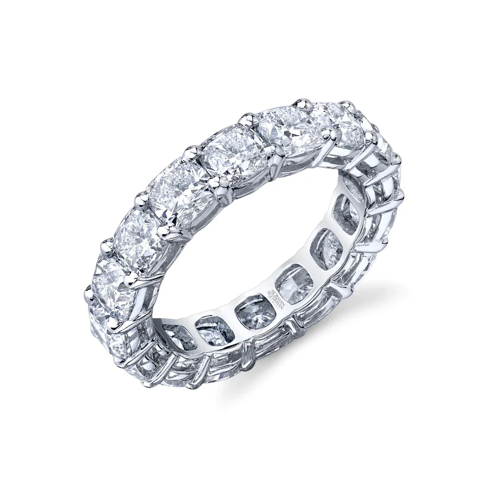Norman Silverman Platinum Cushion Cut Diamond Eternity Band