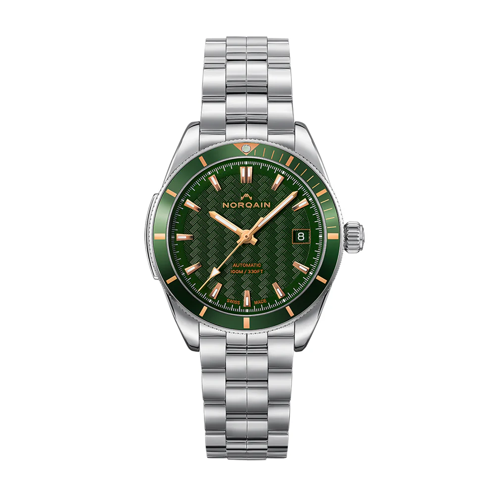 NORQAIN Adventure Sport 37mm Green and Gold Watch
